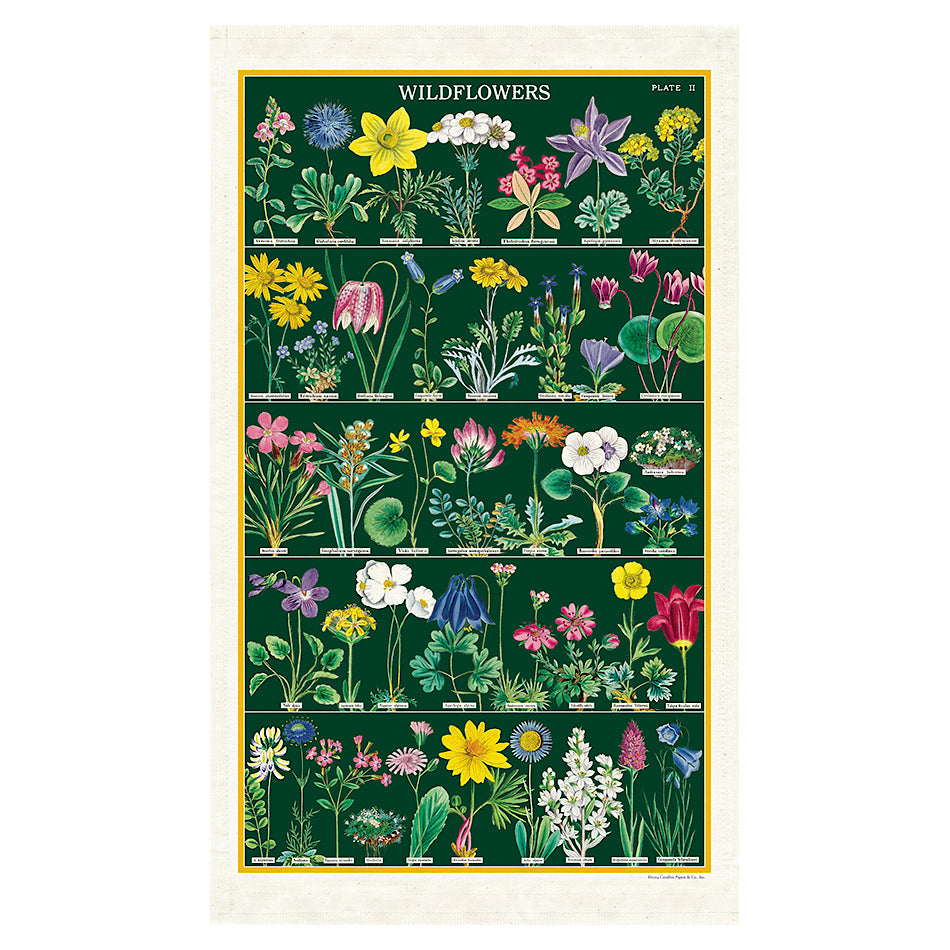 Vintage Wildflowers Tea Towel