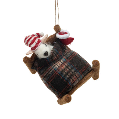 Felt Mouse in Bed Ornament