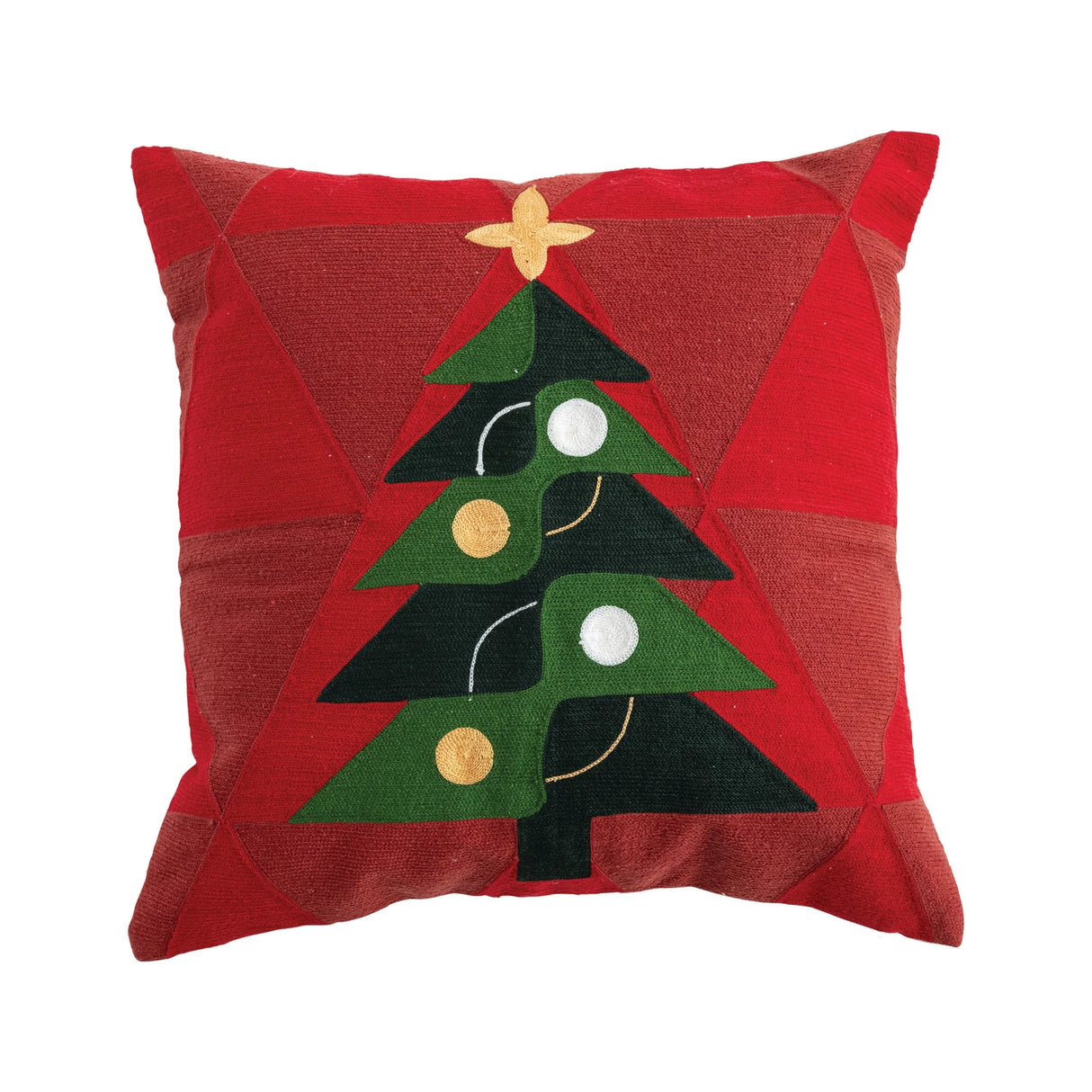 Embroidered Christmas Tree Pillow