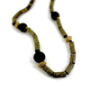 Long Hematite Necklace with Black Glass Beads