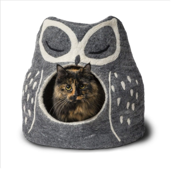 Grey Owl Felted Wool Pet Cave