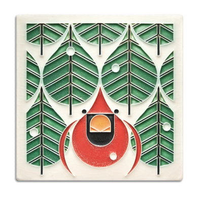 Charley Harper 'Coniferous Cardinal' Motawi Tile