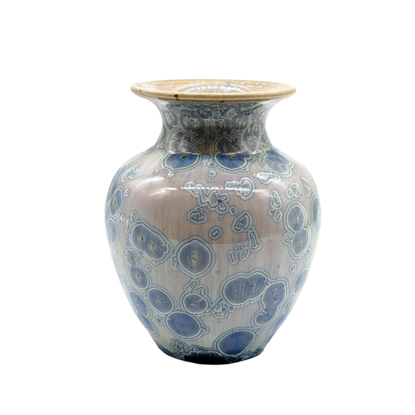 Adam Egenolf Cream & Blue Crystalline Vase - Small