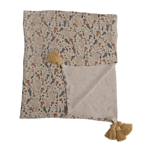 Autumn Florals Recycled Cotton Throw Blanket