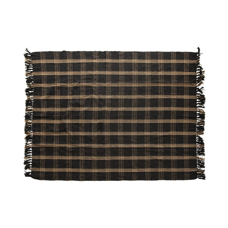 Black & Tan Plaid Recycled Cotton Throw Blanket