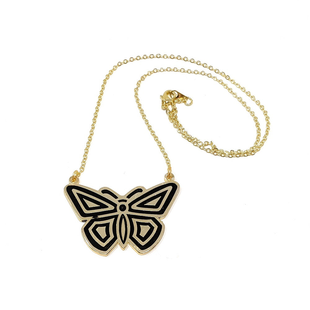 Vintage Enamel Butterfly Necklace