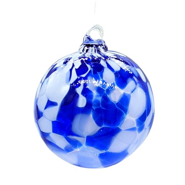 Shawn Everette Handmade Glass Ball Ornament - Blue & White