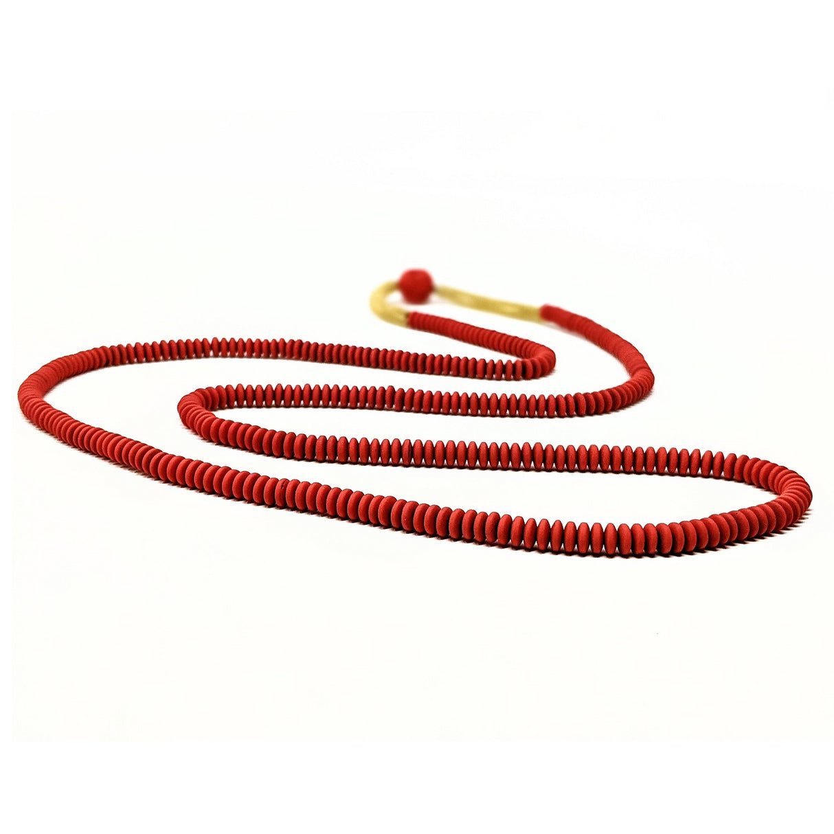 Red Rubber & Lava Bead Necklace