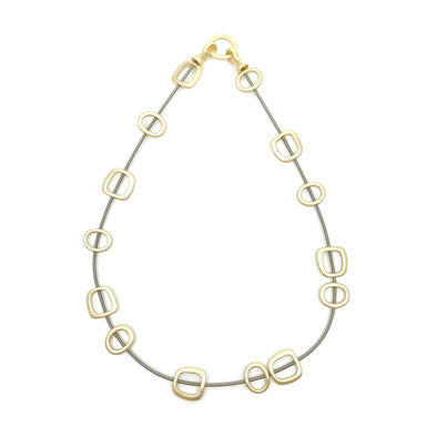 Piano Wire Necklace with Gold Squares