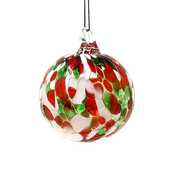 Shawn Everette Handmade Glass Ball Ornament - Red & Green
