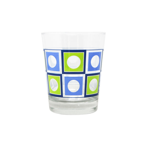 Modern Home Bar Blue and Green Square Peg Old Fashioned Glasses