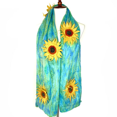 Van Gogh-Inspired Felted Sunflower Scarf